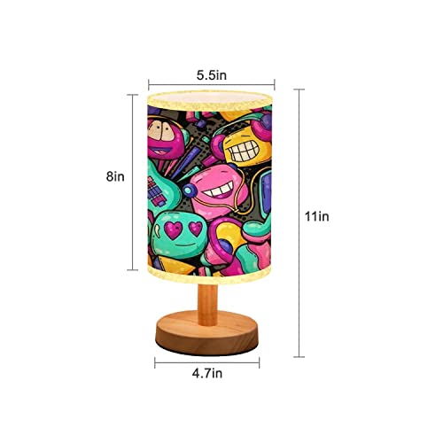 Minimalist Bedside Table Lamp with Cartoon Music Party Design