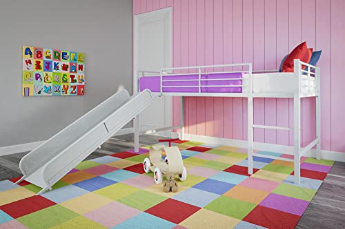 Junior Twin Metal Loft Bed with Slide