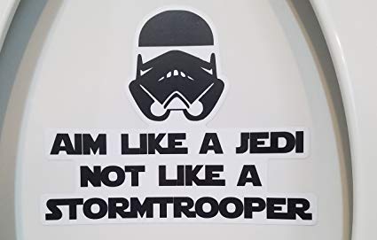 "Aim Like a Jedi" Vinyl Decal Toilet Sign