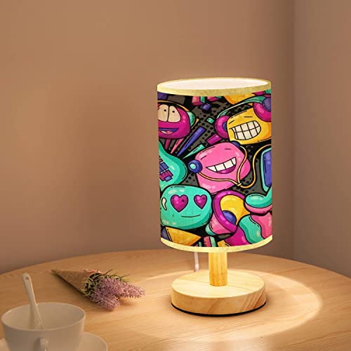 Minimalist Bedside Table Lamp with Cartoon Music Party Design