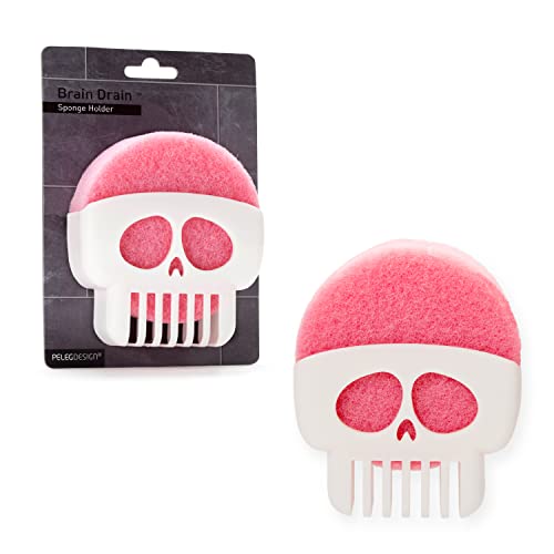 Peleg Design Brain Drain White Skull Sponge Holder