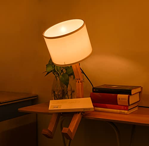 Cute Desk Lamp - Wooden Robot