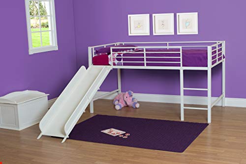 Junior Twin Metal Loft Bed with Slide