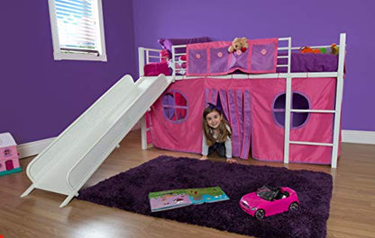 Junior Twin Metal Loft Bed with Slide