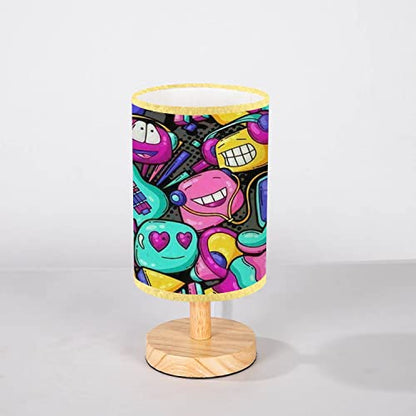 Minimalist Bedside Table Lamp with Cartoon Music Party Design