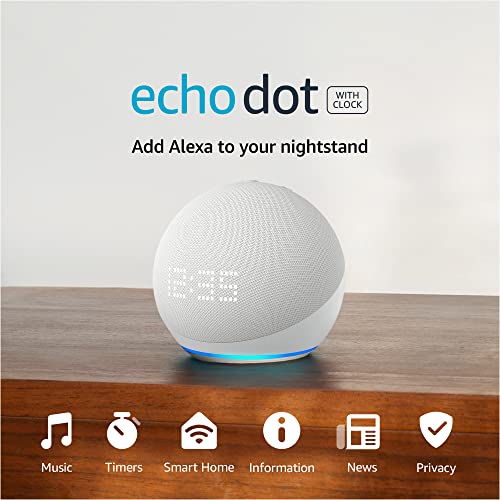 Echo Dot (5th Gen) with Clock - Glacier White