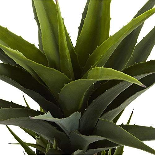 Nearly Natural Agave with Black Planter