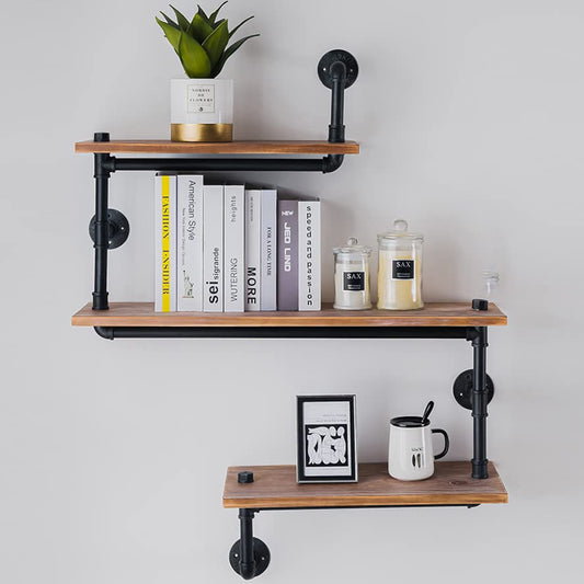 Industrial Pipe Shelf - Heavy Duty Rustic Bookshelf