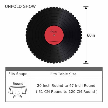 Vinyl Record Round Tablecloth