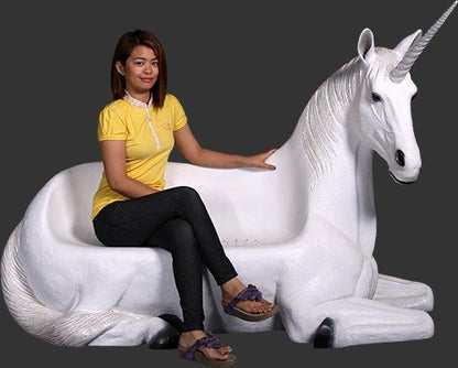 LM Treasures Unicorn Bench Mythical Prop Resin Horse Statue