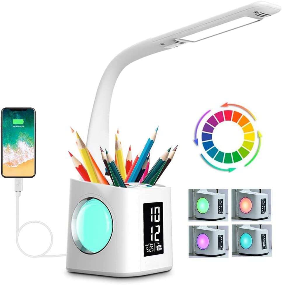 Study Desk Lamp with USB Charging Port and Night Light