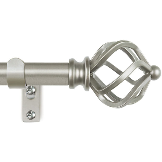 Silver Curtain Rods with Twisted Cage Finial