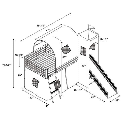 Princess Castle Twin Tent Bunk Bed