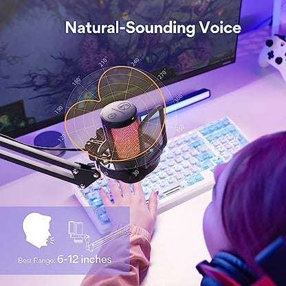 Gaming USB Microphone, Noise Cancellation Condenser mic