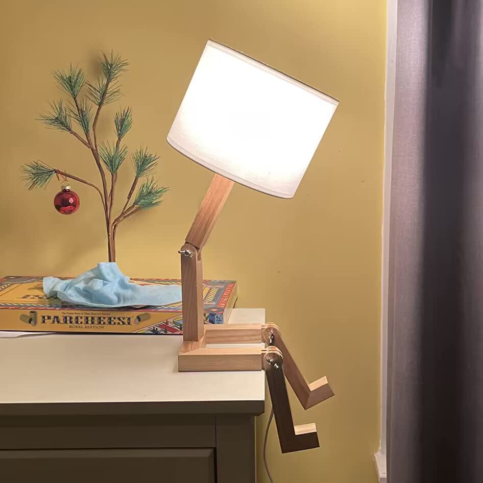 Cute Desk Lamp - Wooden Robot