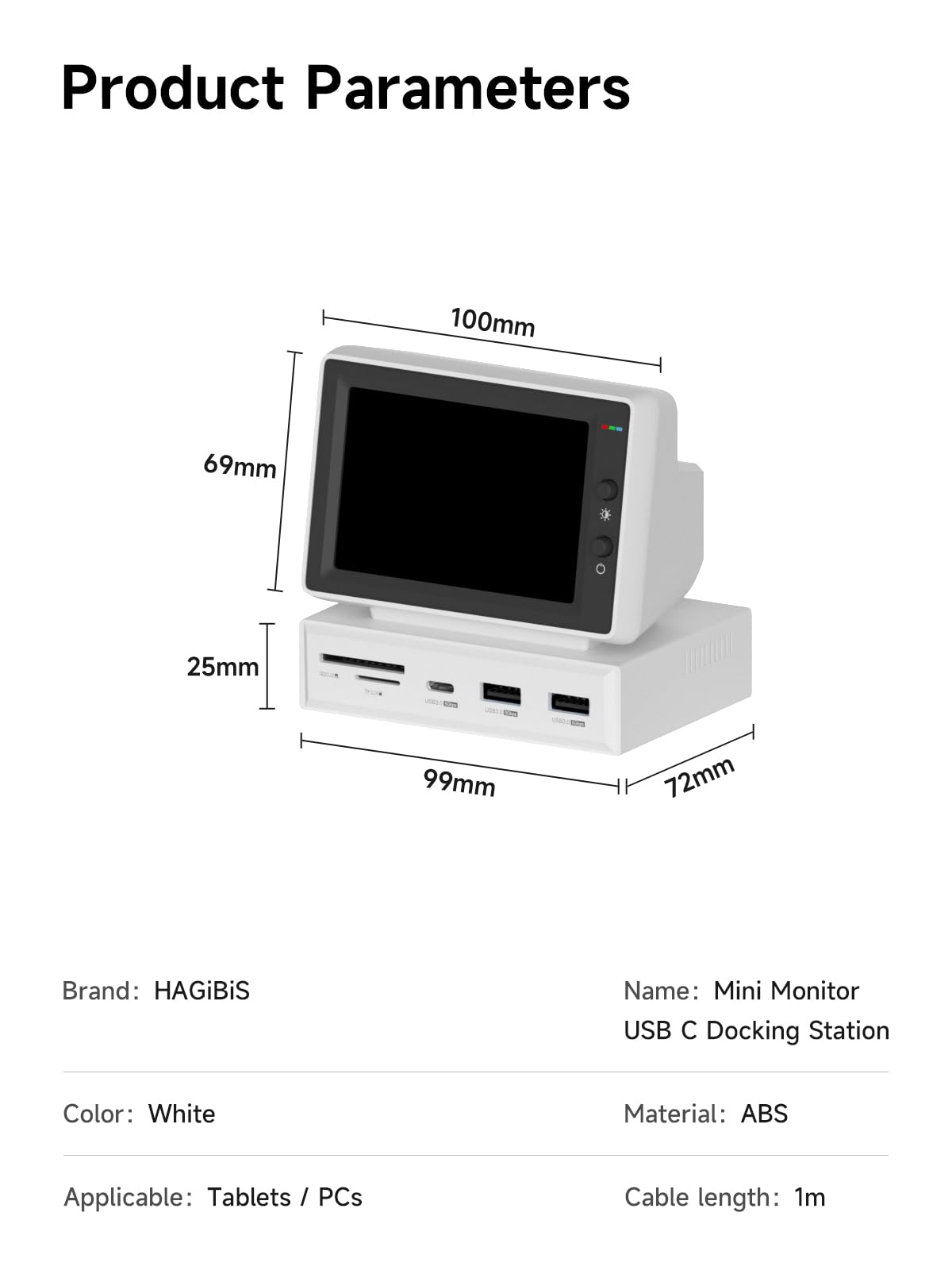 Mini USB Screen with USB C Hub