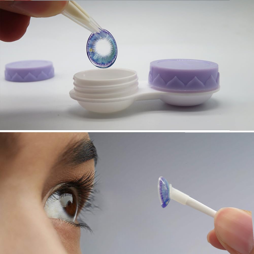 Contact Lens Case with Cleaner - Purple