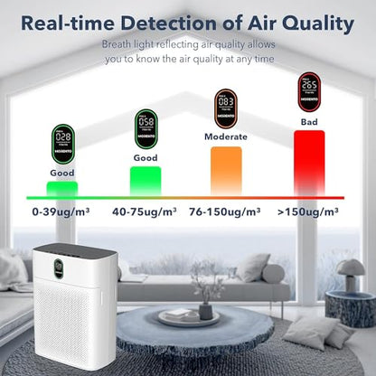 Air Purifier for Large Rooms - PM 2.5 Display, White