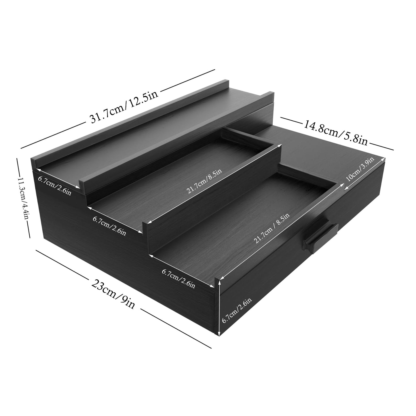 Wooden Cologne Organizer - 3-Tier Stand with Drawer