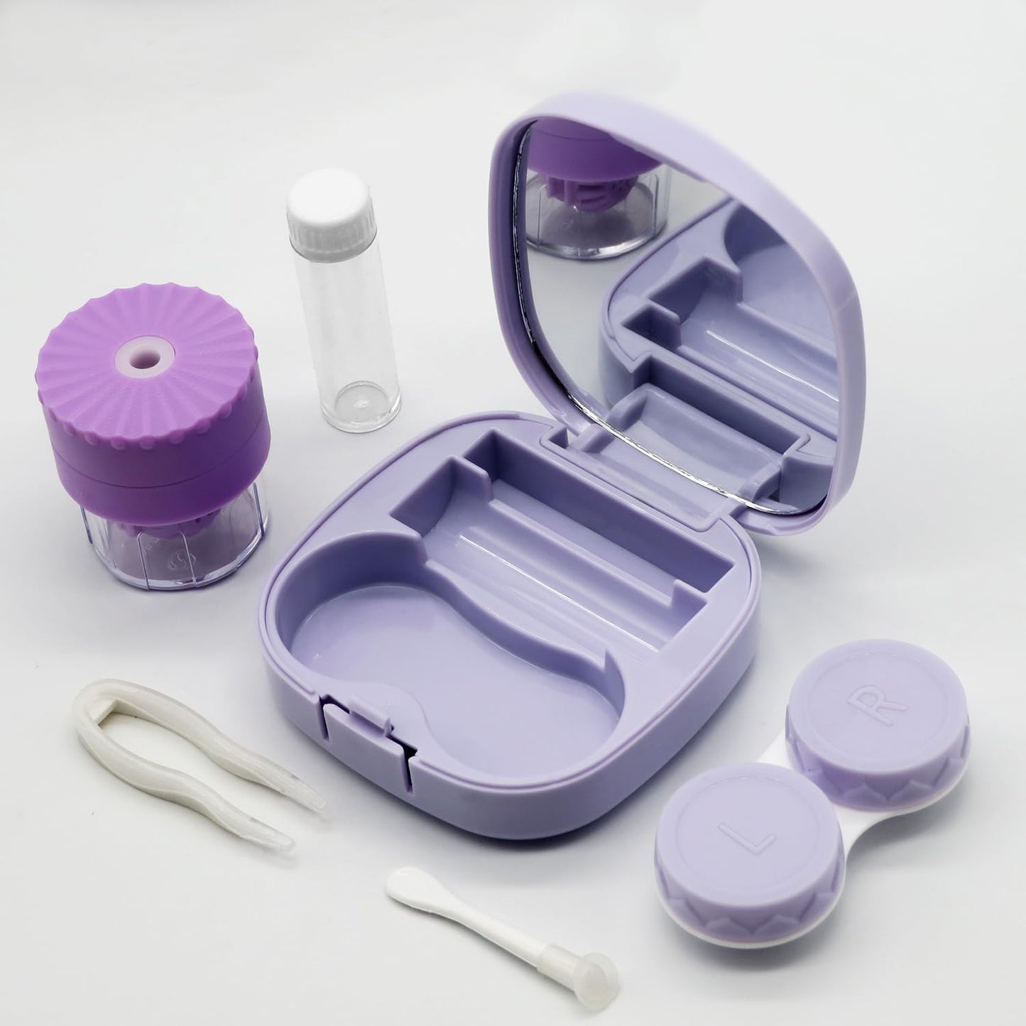 Contact Lens Case with Cleaner - Purple