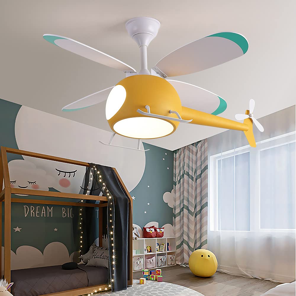 OUSAITE Children's Bedroom Helicopter Model Ceiling Fan