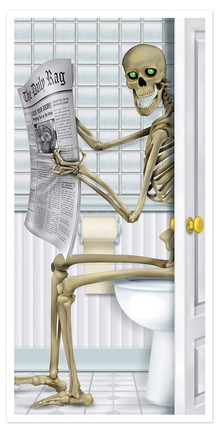 Skeleton Halloween Restroom Door Cover