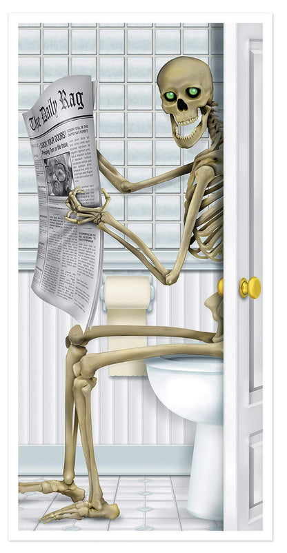 Skeleton Halloween Restroom Door Cover