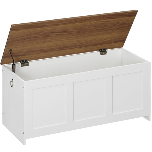 Storage Bench with Lift Top - White and Walnut