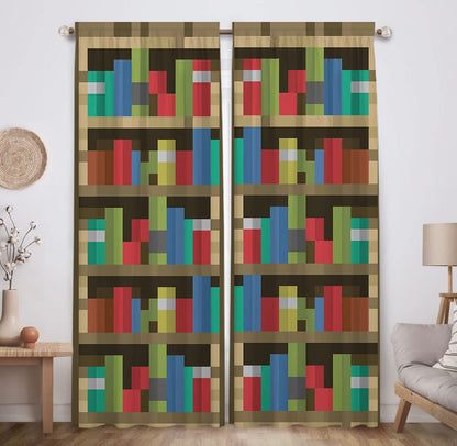 Pixelated Bookshelf Curtains