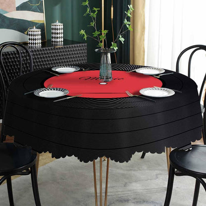 Vinyl Record Round Tablecloth