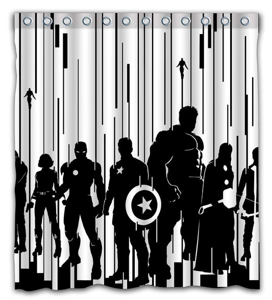 Patwee Cool Black and White Strip Design Shower Curtain