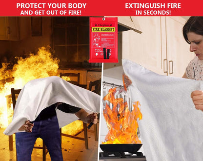 Emergency Fire Blanket - Fireproof Safety Blanket, 2 Pack