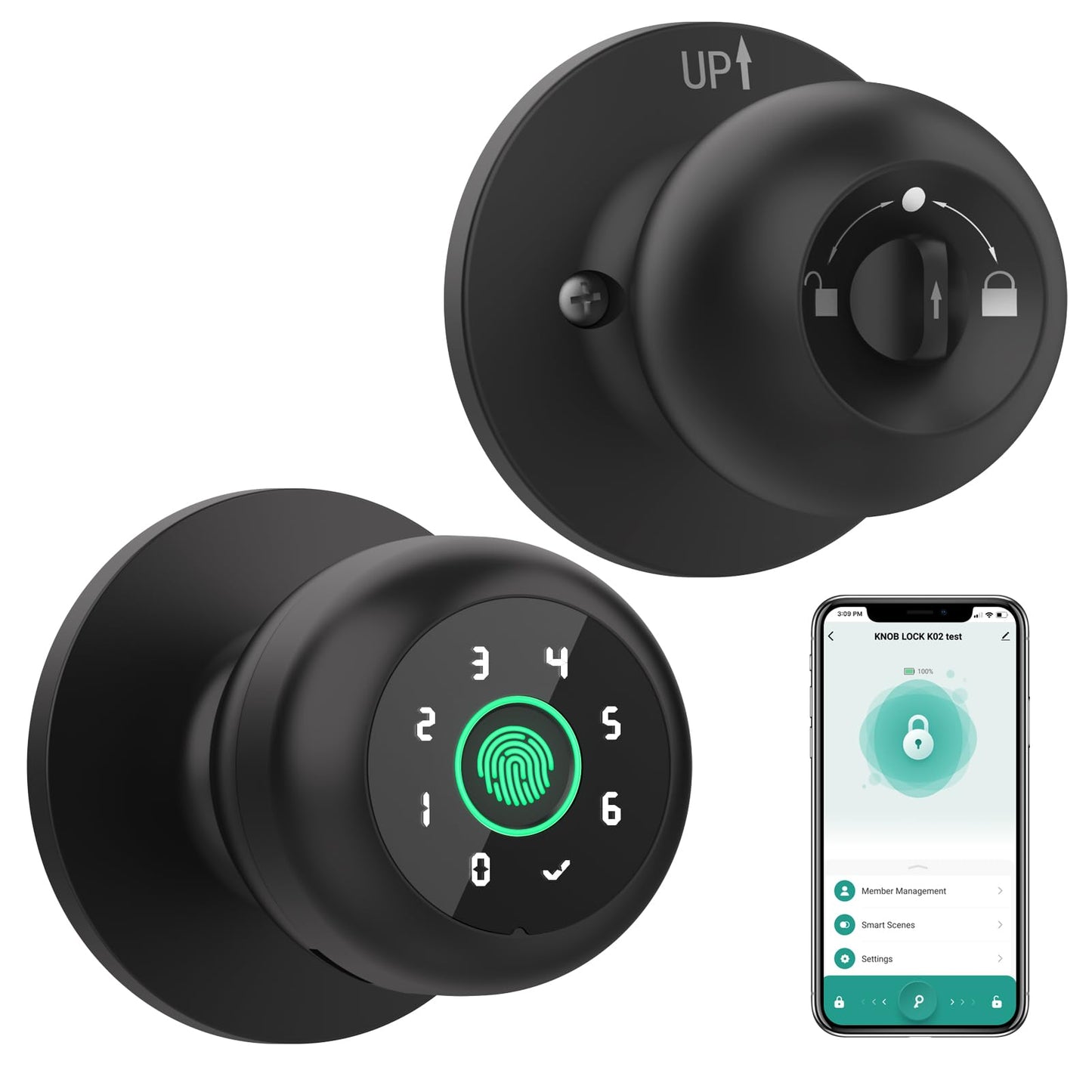 Smart Fingerprint Door Knob with Keypad