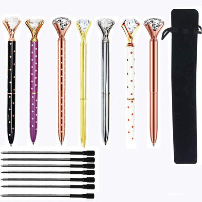 Diamond Ballpoint Pens with Refills - Set of 7