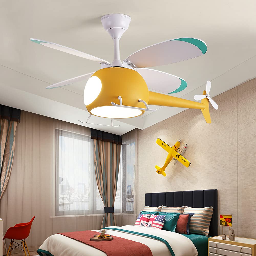 OUSAITE Children's Bedroom Helicopter Model Ceiling Fan