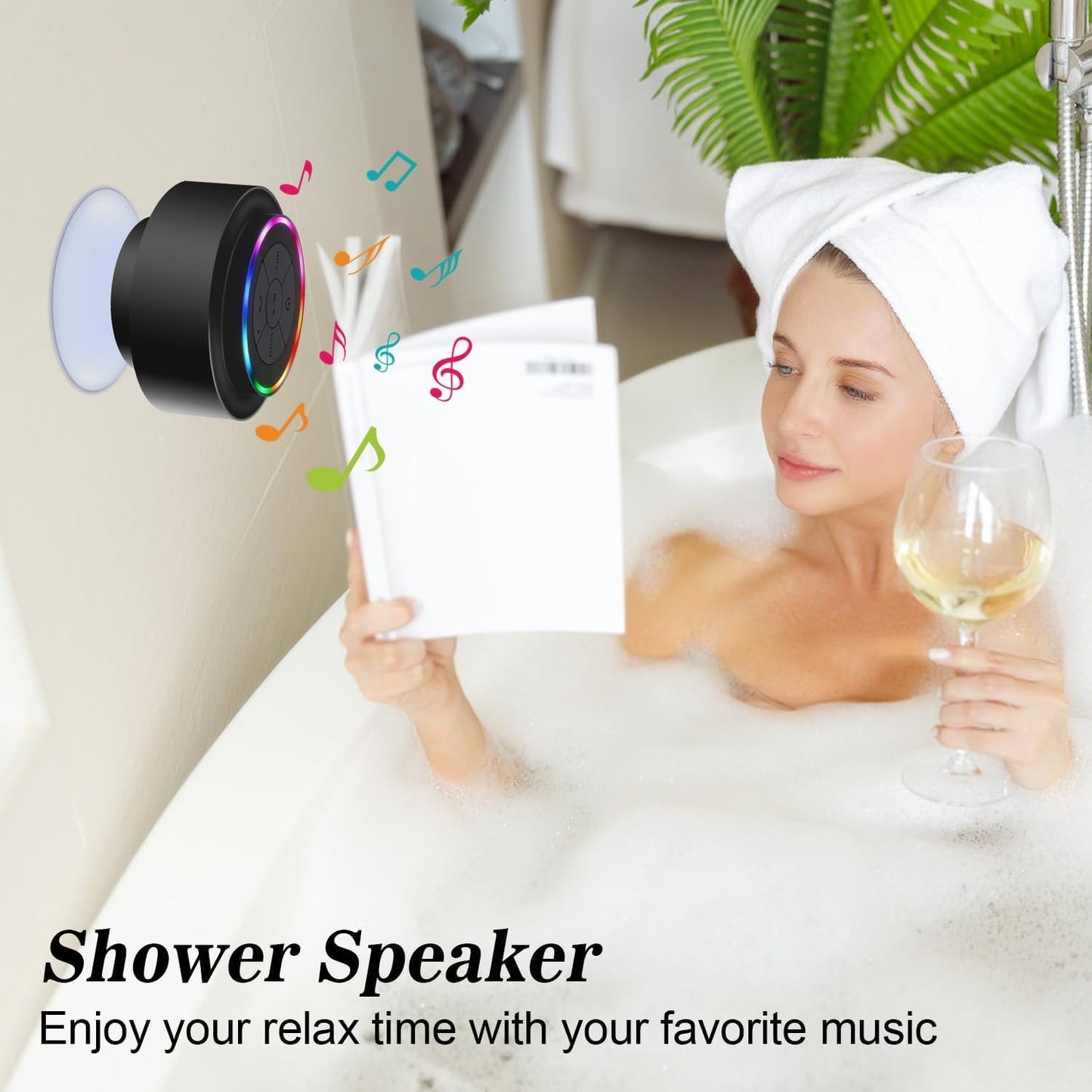 Bluetooth Shower Speaker with LED Light