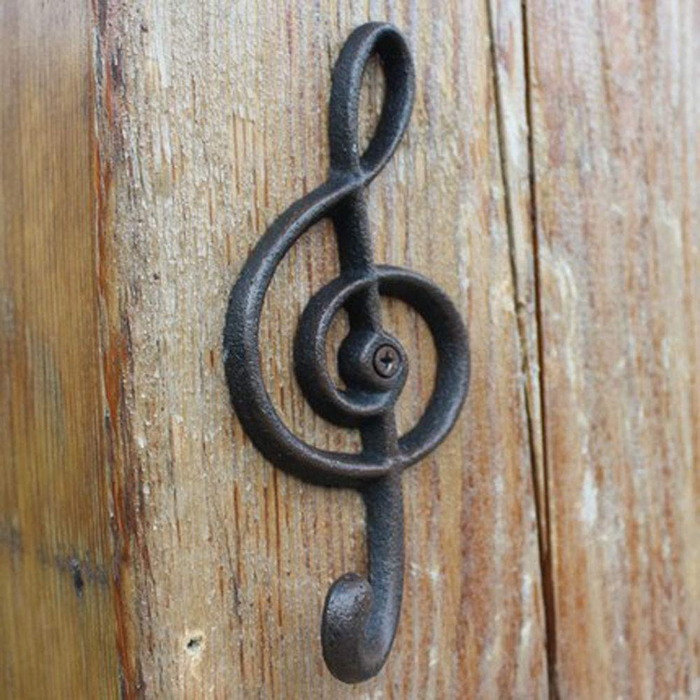 Music Note Wall Hooks - 2 Pack, Cast Iron