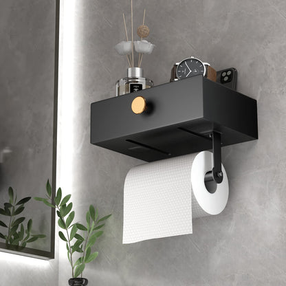 Toilet Paper Holder with Shelf and Drawer