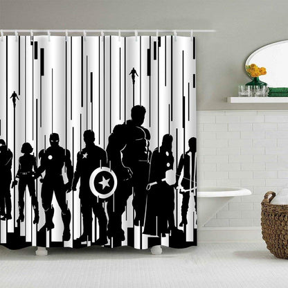 Patwee Cool Black and White Strip Design Shower Curtain