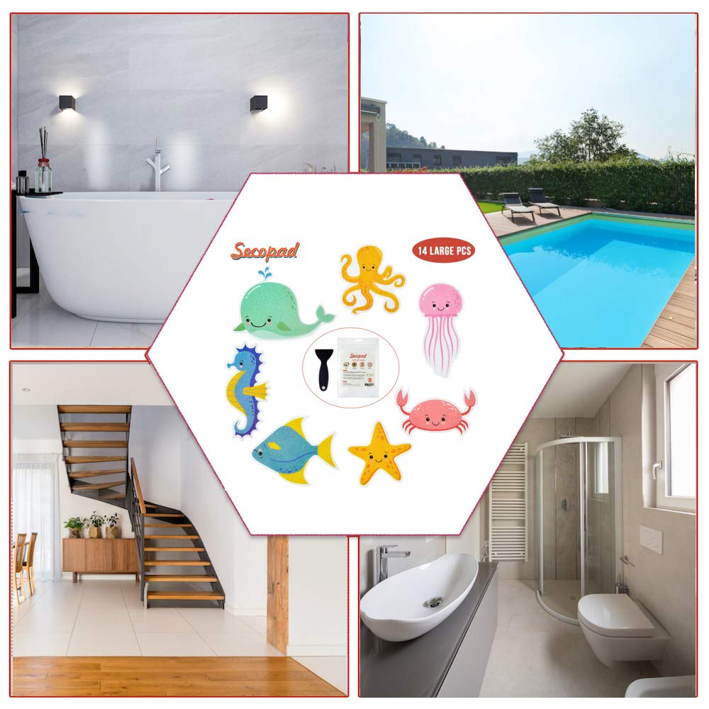 Non-Slip Bathtub Stickers for Kids - Sea Creatures Design