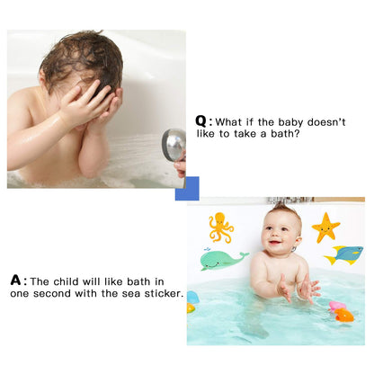 Non-Slip Bathtub Stickers for Kids - Sea Creatures Design