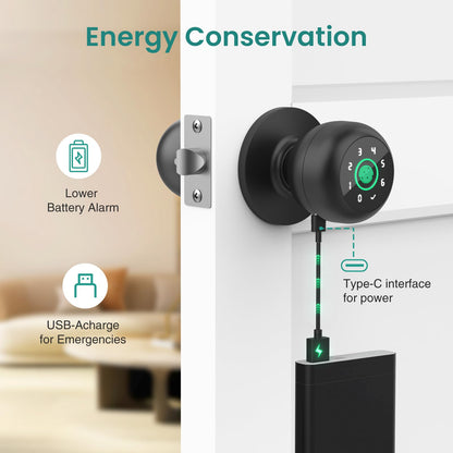 Smart Fingerprint Door Knob with Keypad