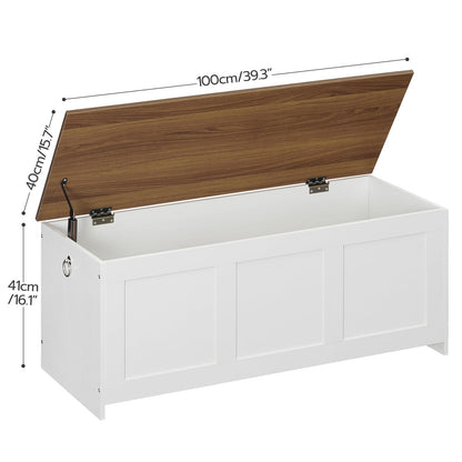 Storage Bench with Lift Top - White and Walnut