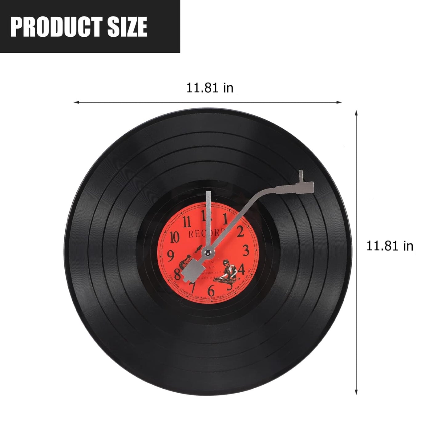 Musical Vinyl Record Wall Clock - 11.81"