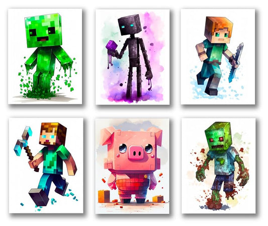 Mining Fun Pixel Art Posters