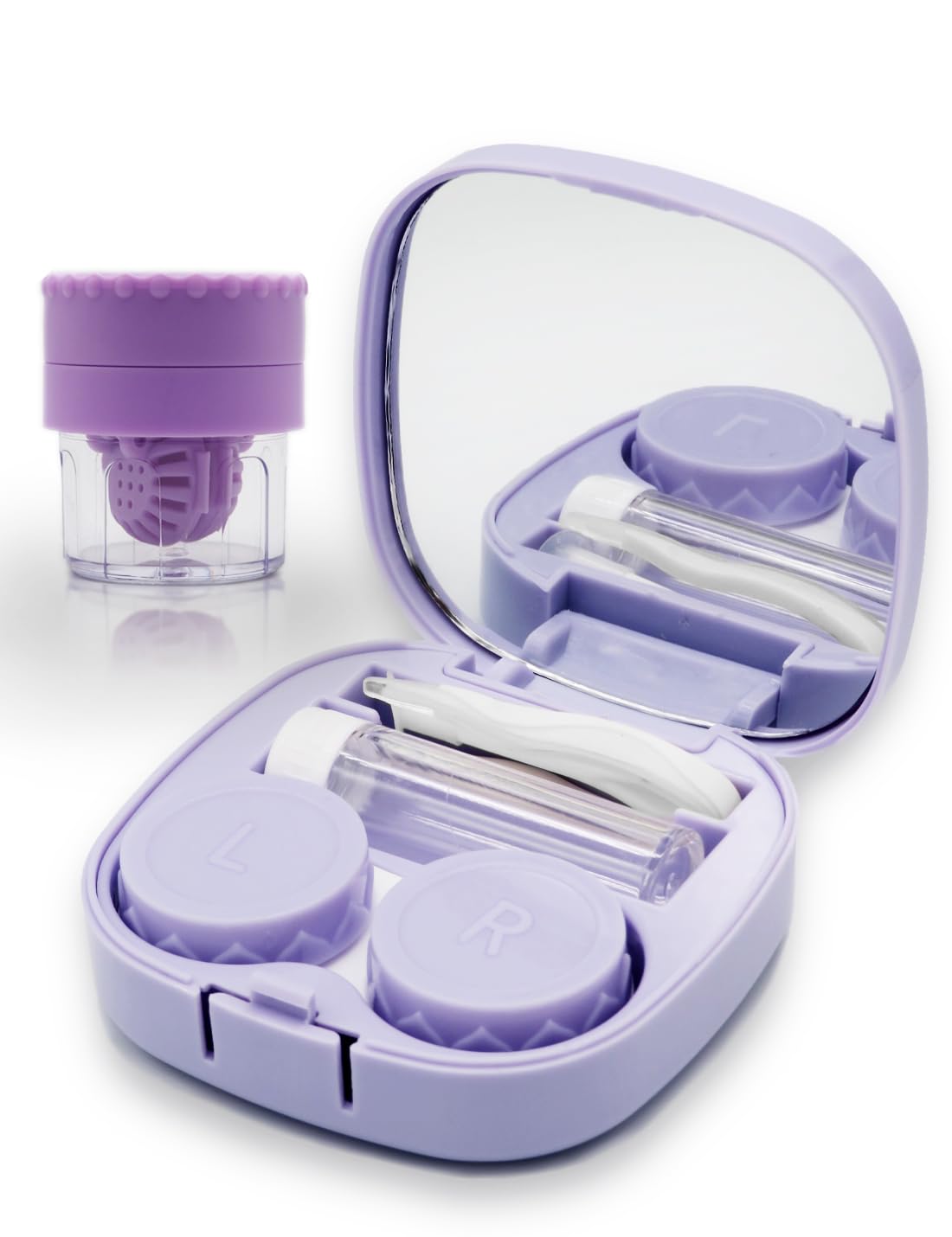 Contact Lens Case with Cleaner - Purple