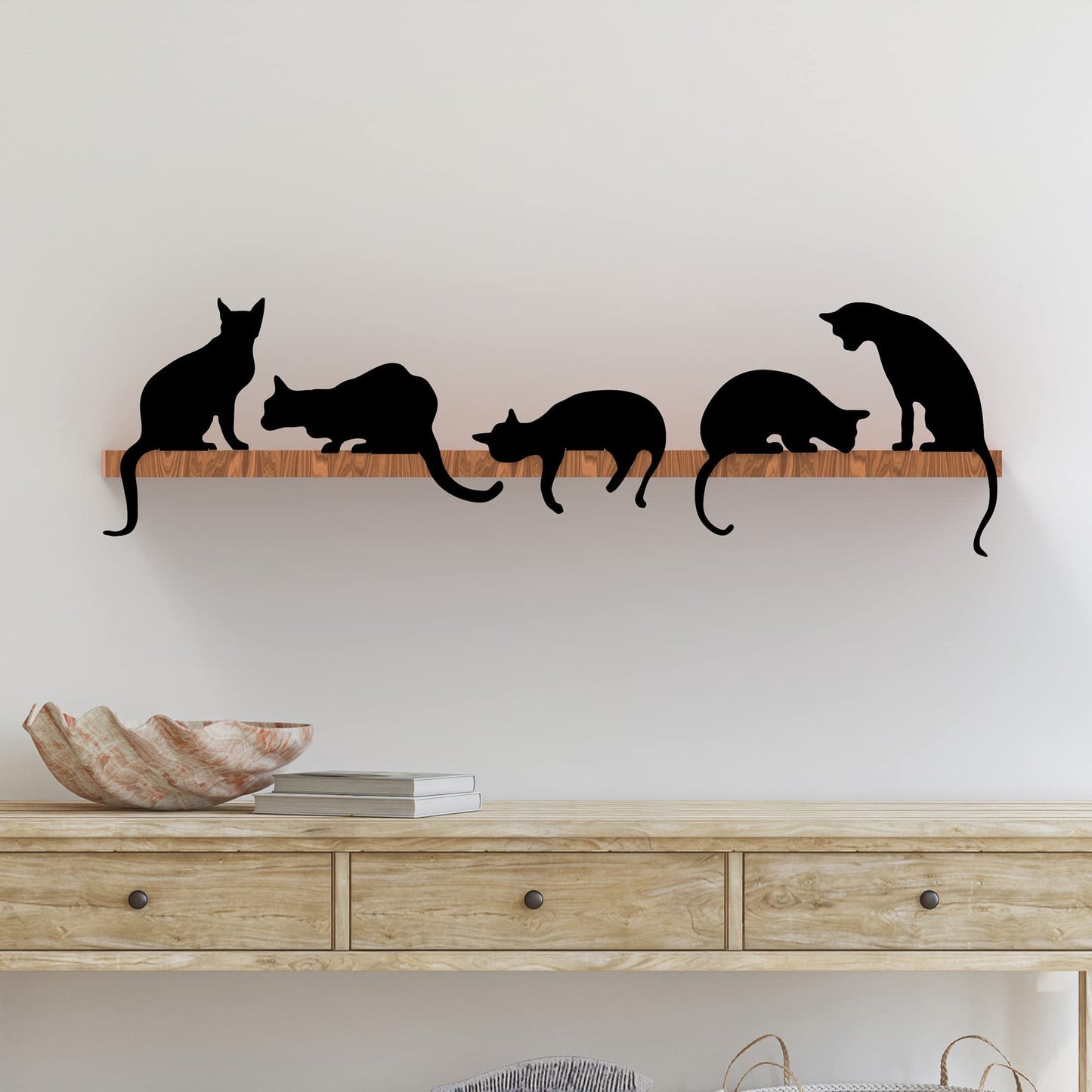 Whimsical Cat Silhouettes: Purr-fect Shelf Decor