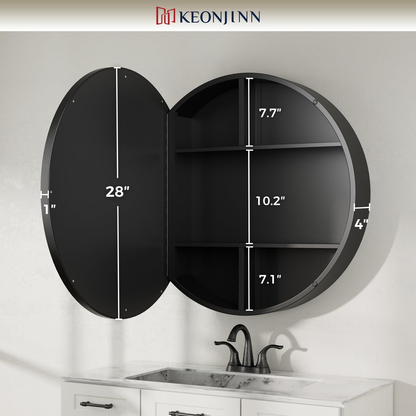 Round Black Mirror Medicine Cabinet