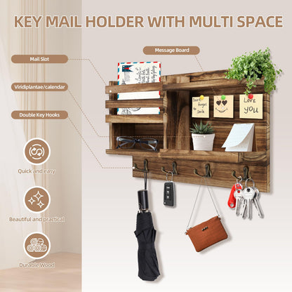 Wood Key and Mail Organizer