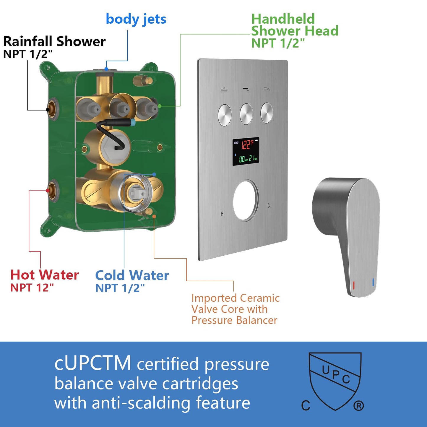 3-Way Shower Mixer Valve